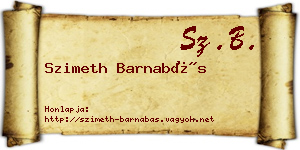 Szimeth Barnabás névjegykártya